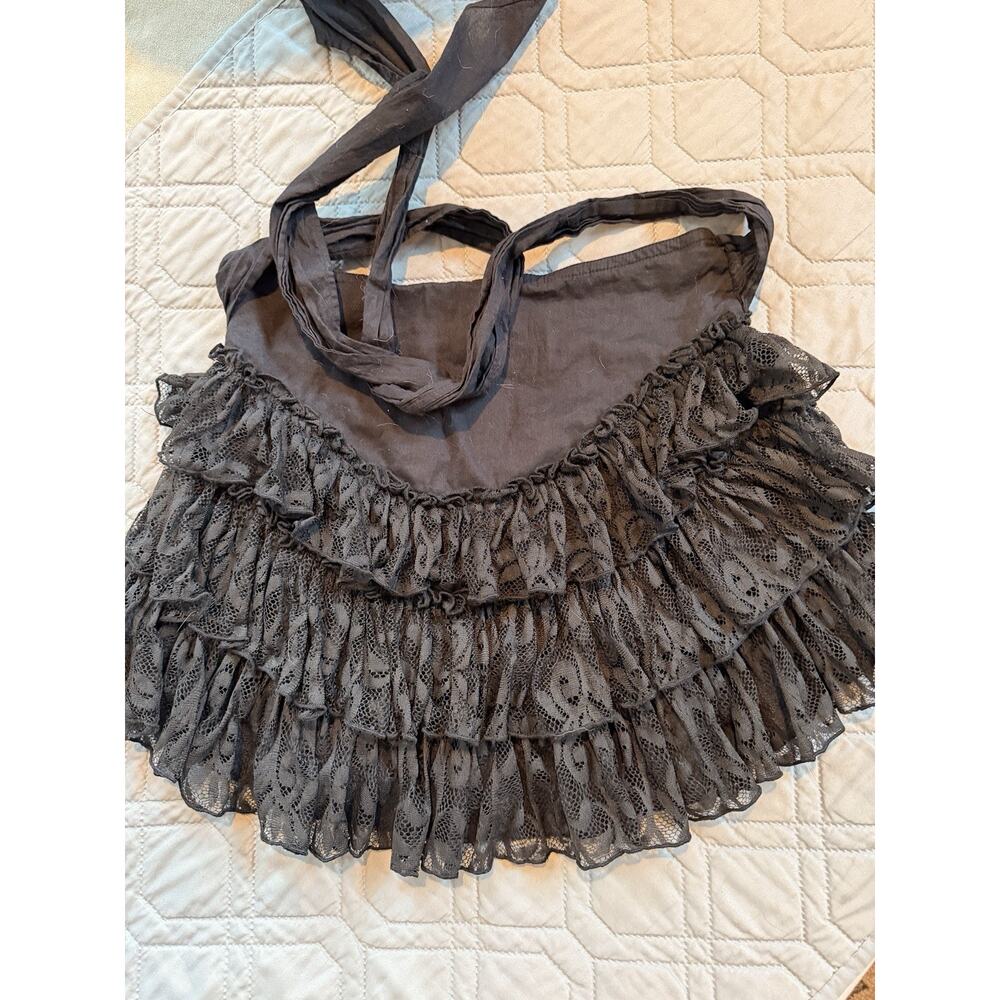 Vintage Betsey Johnson Y2K Black Lace Tiered Ruffled Skirt Sz 0 - Picture 6 of 7